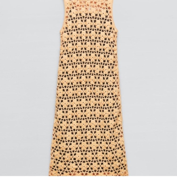 Zara Long Floral Knit Dress - Picture 2 of 8